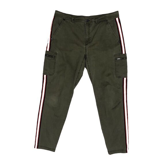 ATHLETA Summit Cargo Pant Olive Green with Side Stripe Size 12 Stretch Womens - Picture 1 of 14